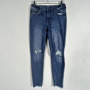 Old Navy Rockstar Super Skinny High Rise Jeans Sz 6 Secret Slim Pockets Raw Hem